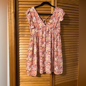 Altar'd State Floral Pink Mini Dress